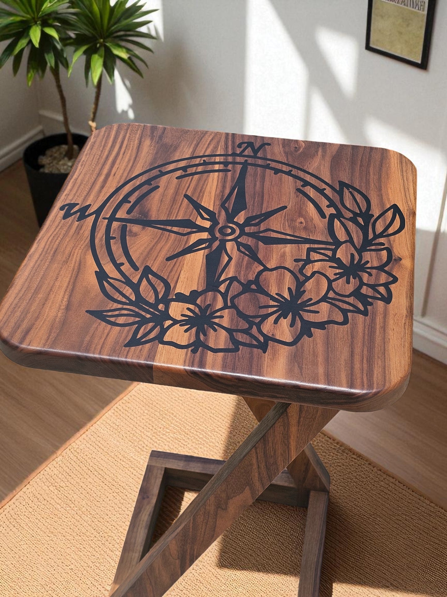 Compass Walnut Side Table