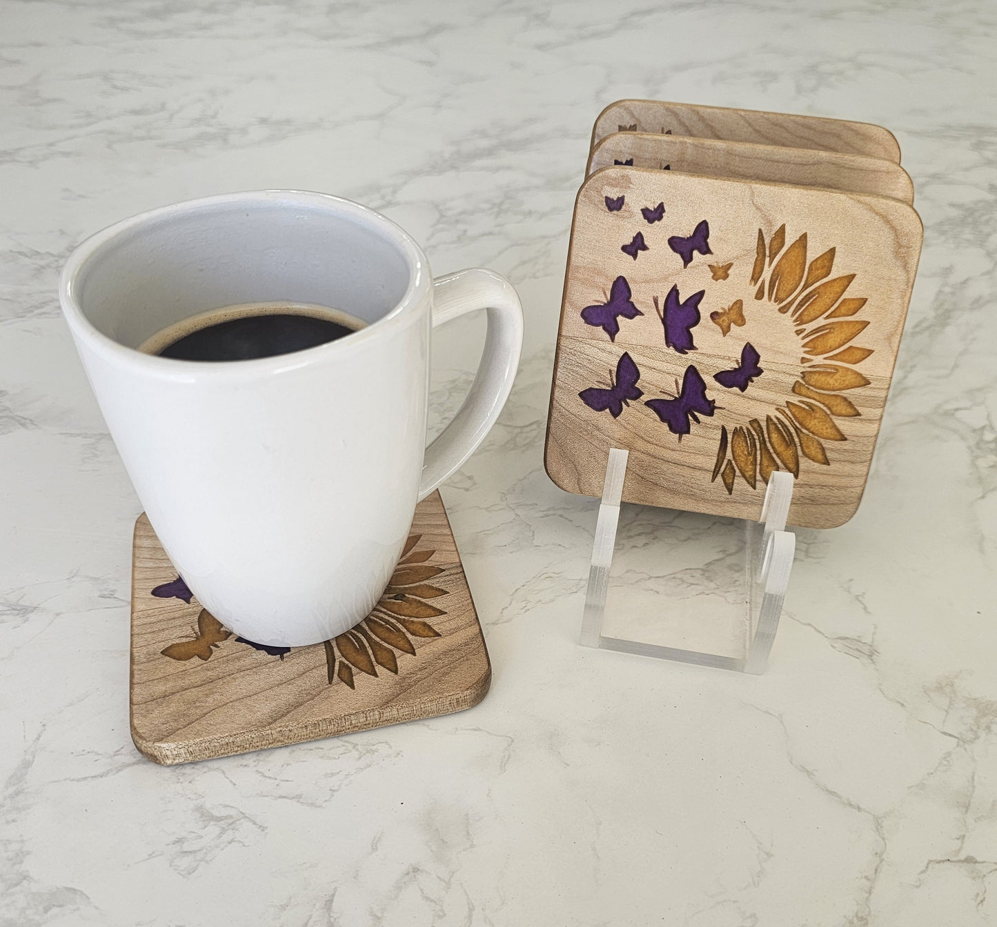 Sunflower & Butterfly Coaster Set