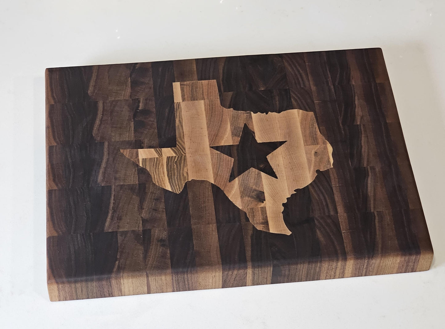 Texas Inlay Cutting Board | Maple & Walnut | End Grain