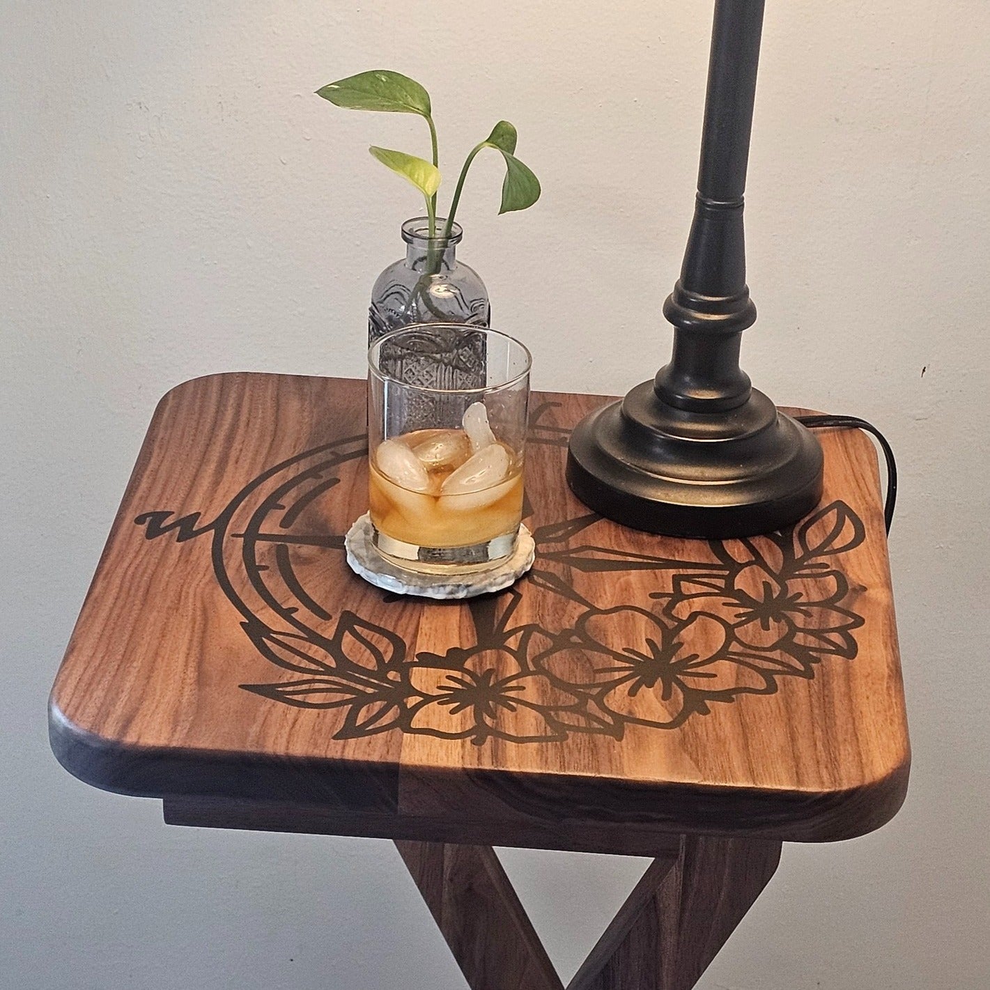Compass Walnut Side Table