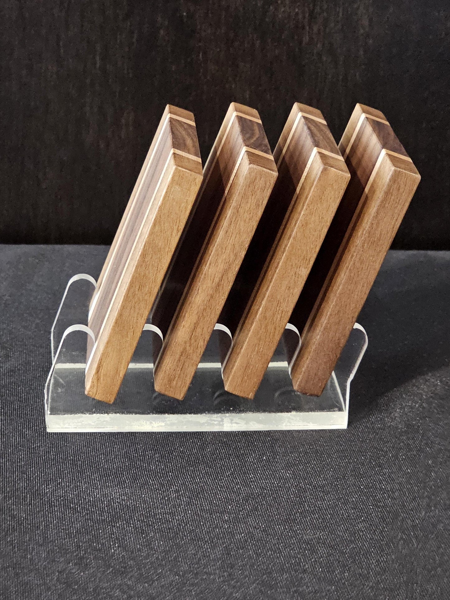 Walnut & Maple Striped Coaster Set
