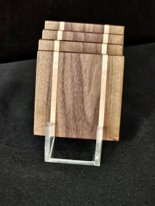 Walnut & Maple Striped Coaster Set