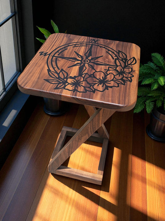 Compass Walnut Side Table